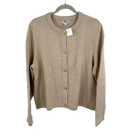 J Crew Cotton cardigan sweater lady jacket in heather khaki Size XL - Picture 1 of 6